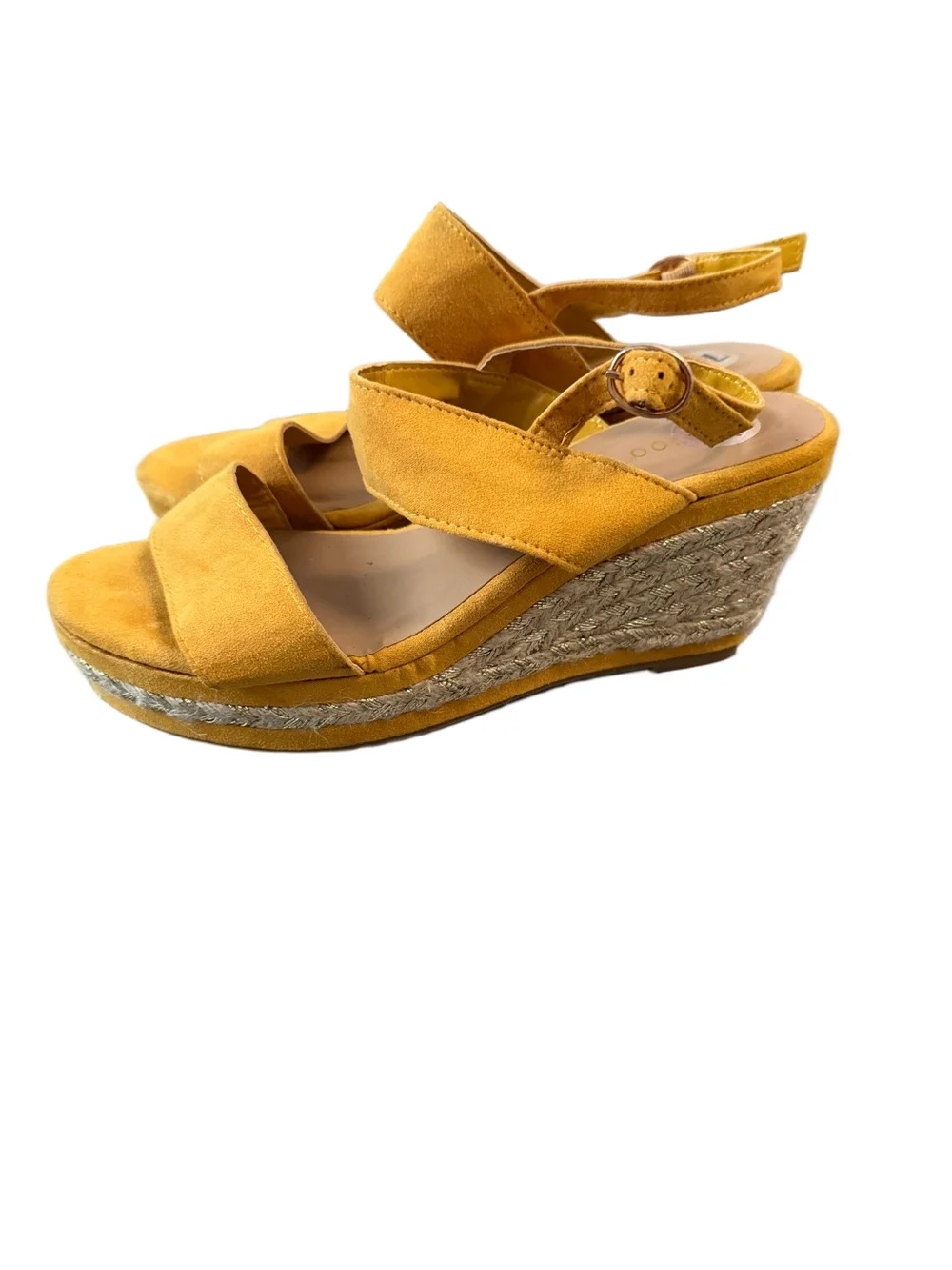 BAMBOO Yellow Suede Espadrille Wedge Sandals